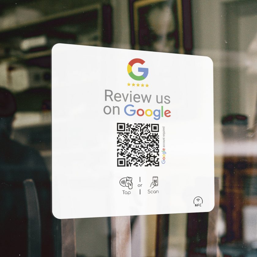 Google Review NFC Sticker "Square" with Google Review QR Code