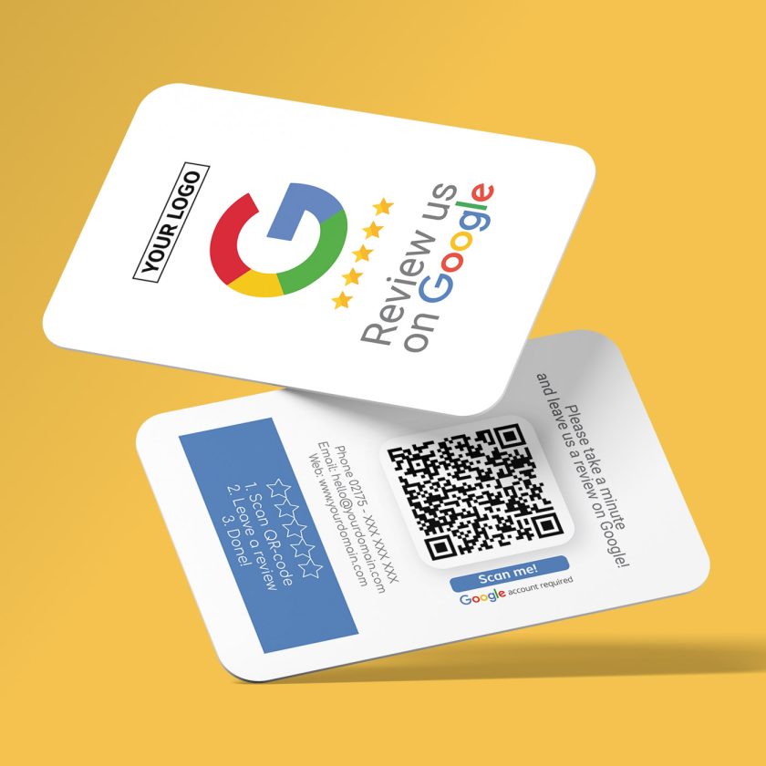 Google Review Business Card “clean” with Google review QR Code