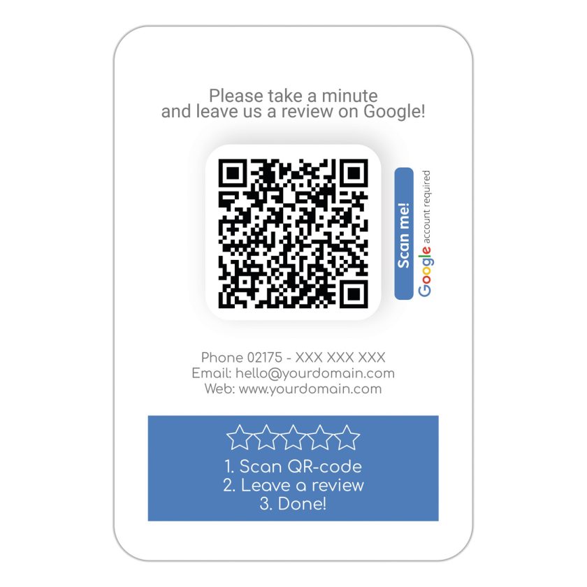 Google Review Business Card “clean” with Google review QR Code - Image 2